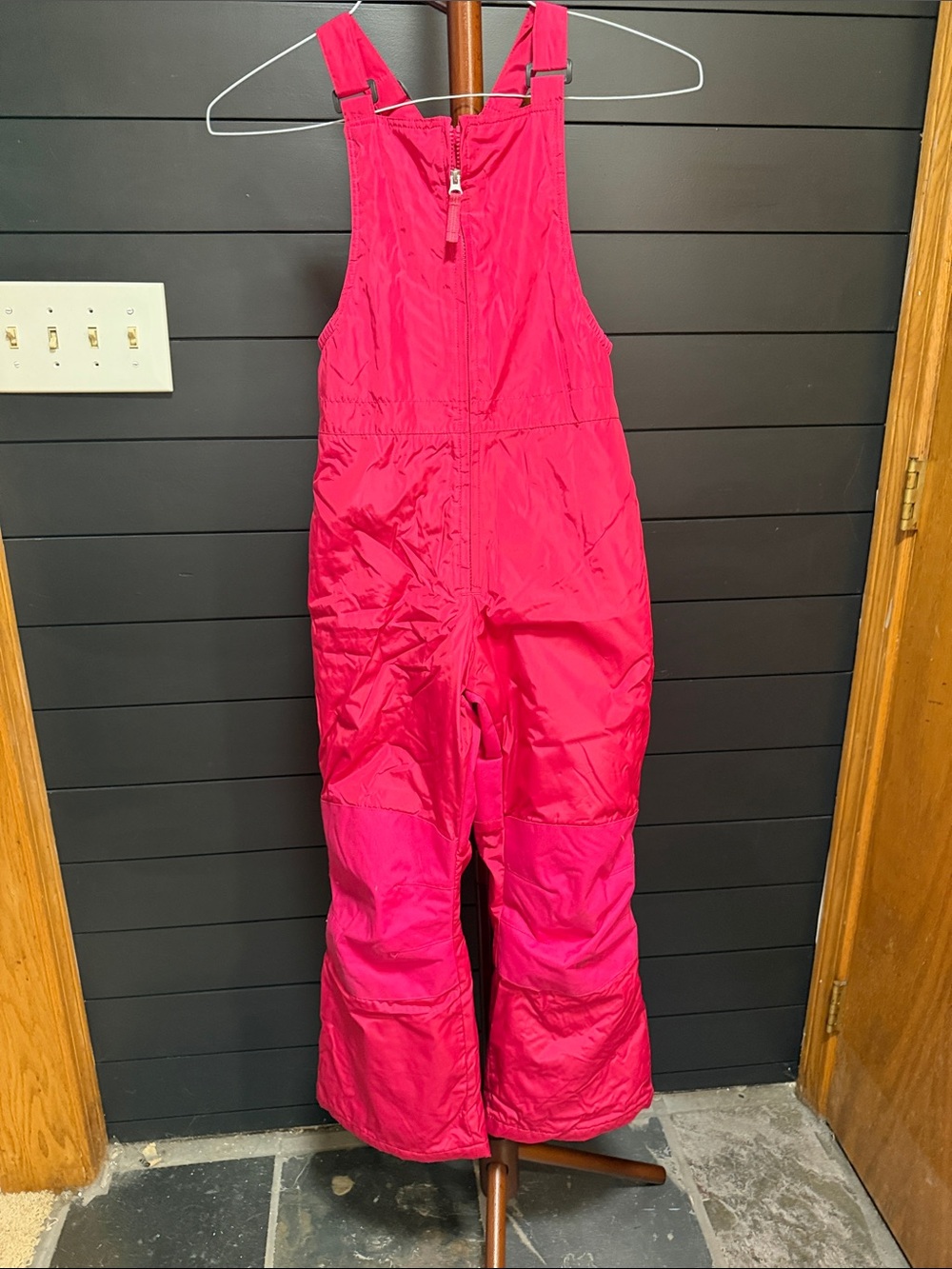 Lands' End Girls' Bright Pink Snow Overalls